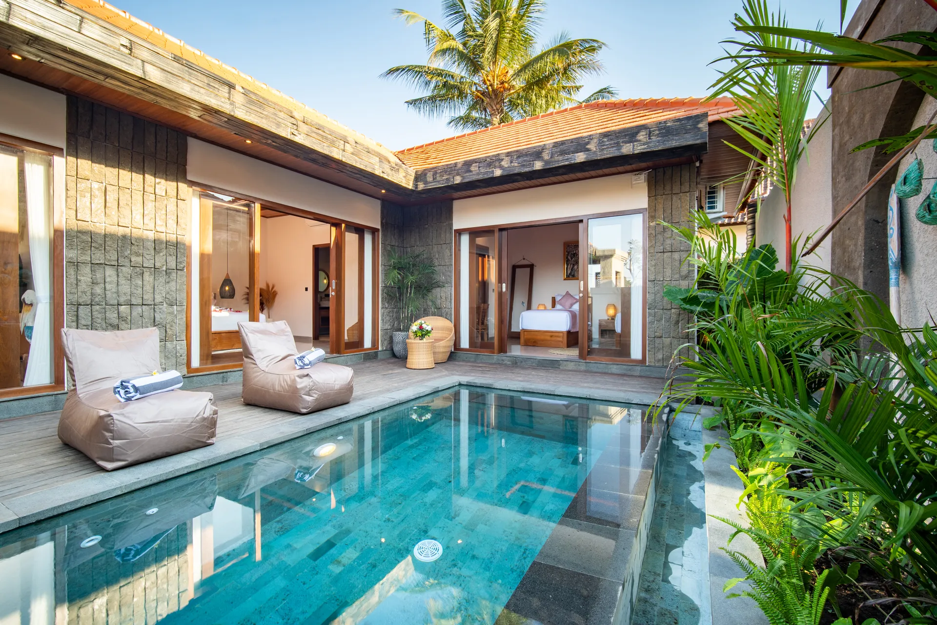 Pool view to bedrooms