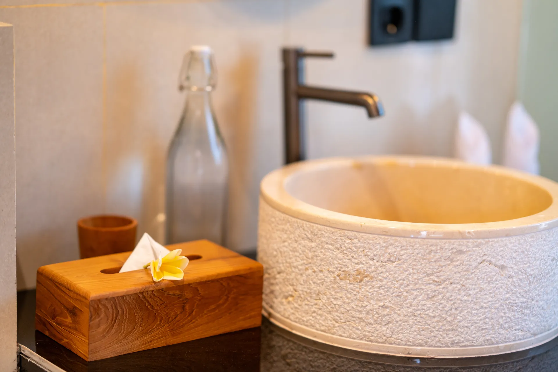 Carved stone bathroom sink