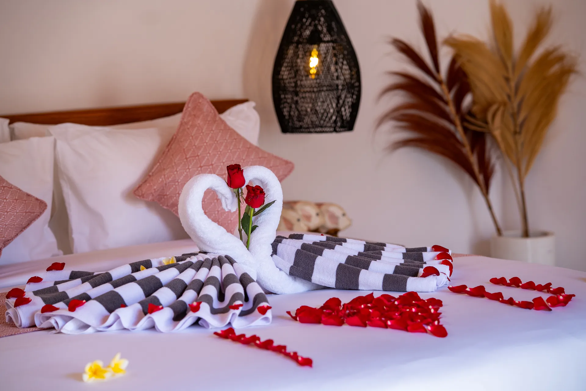 Romantic bed setup for your honeymoon