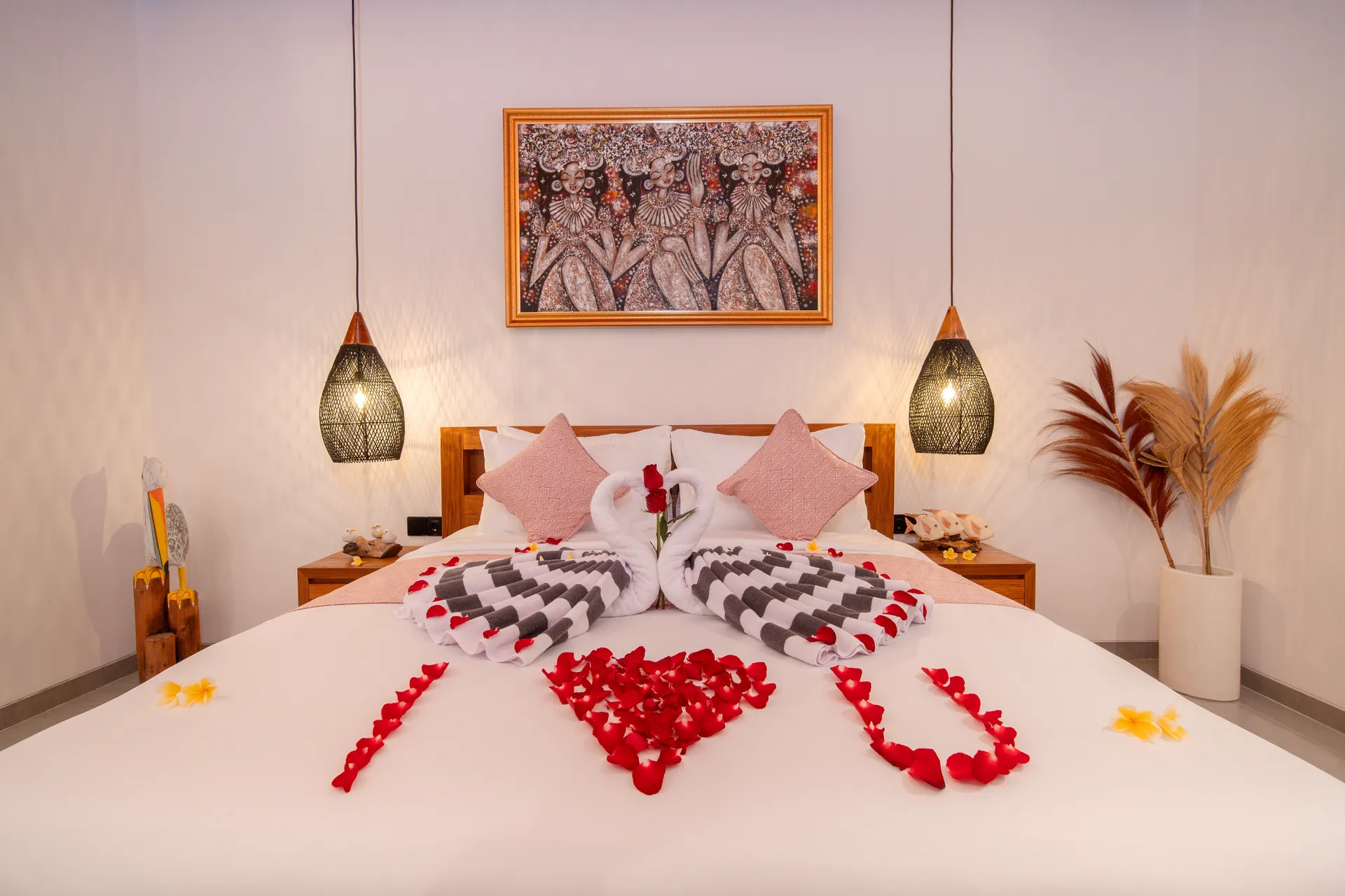 Romantic bed setup for your honeymoon