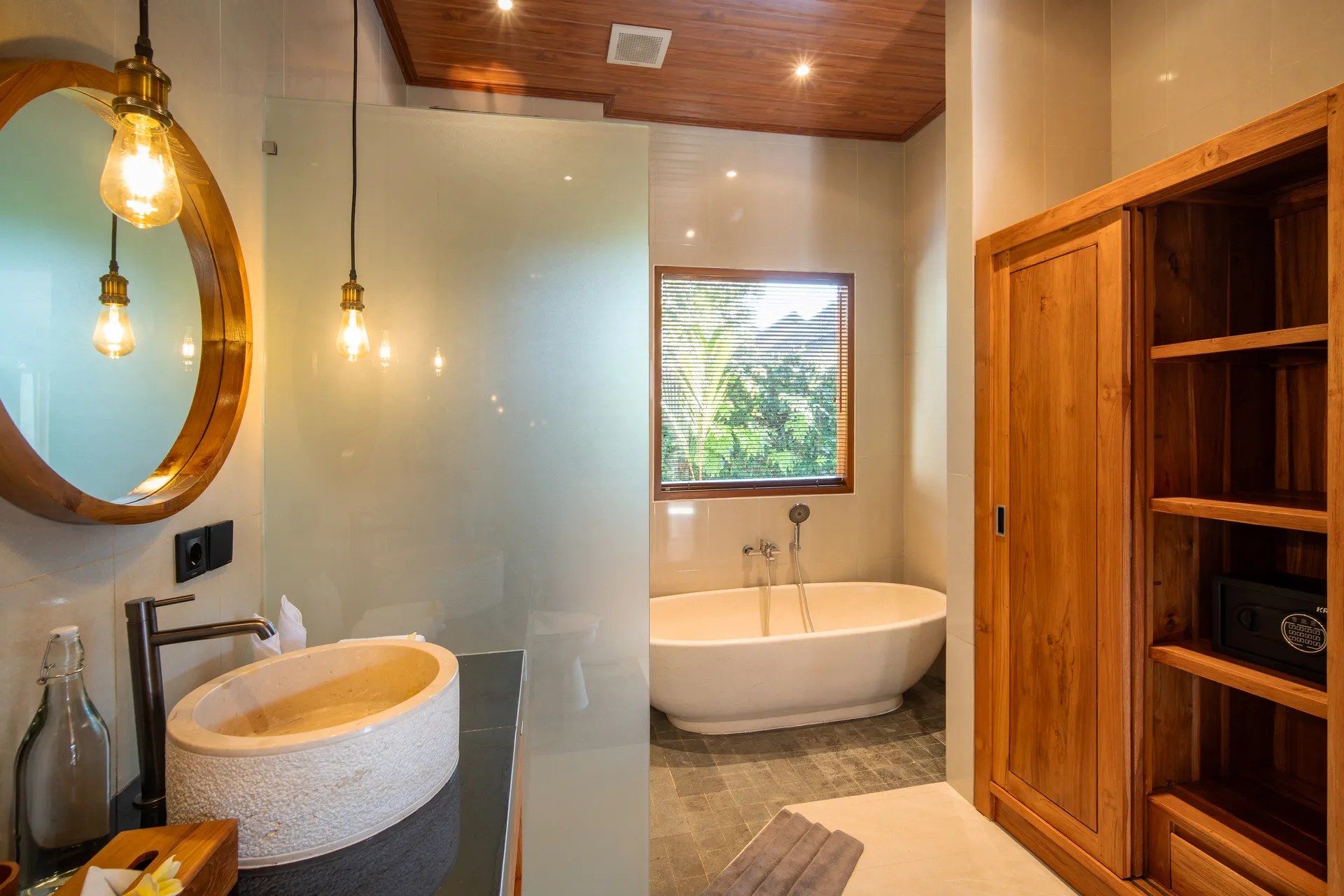 Bathroom with freestanding tub and sink