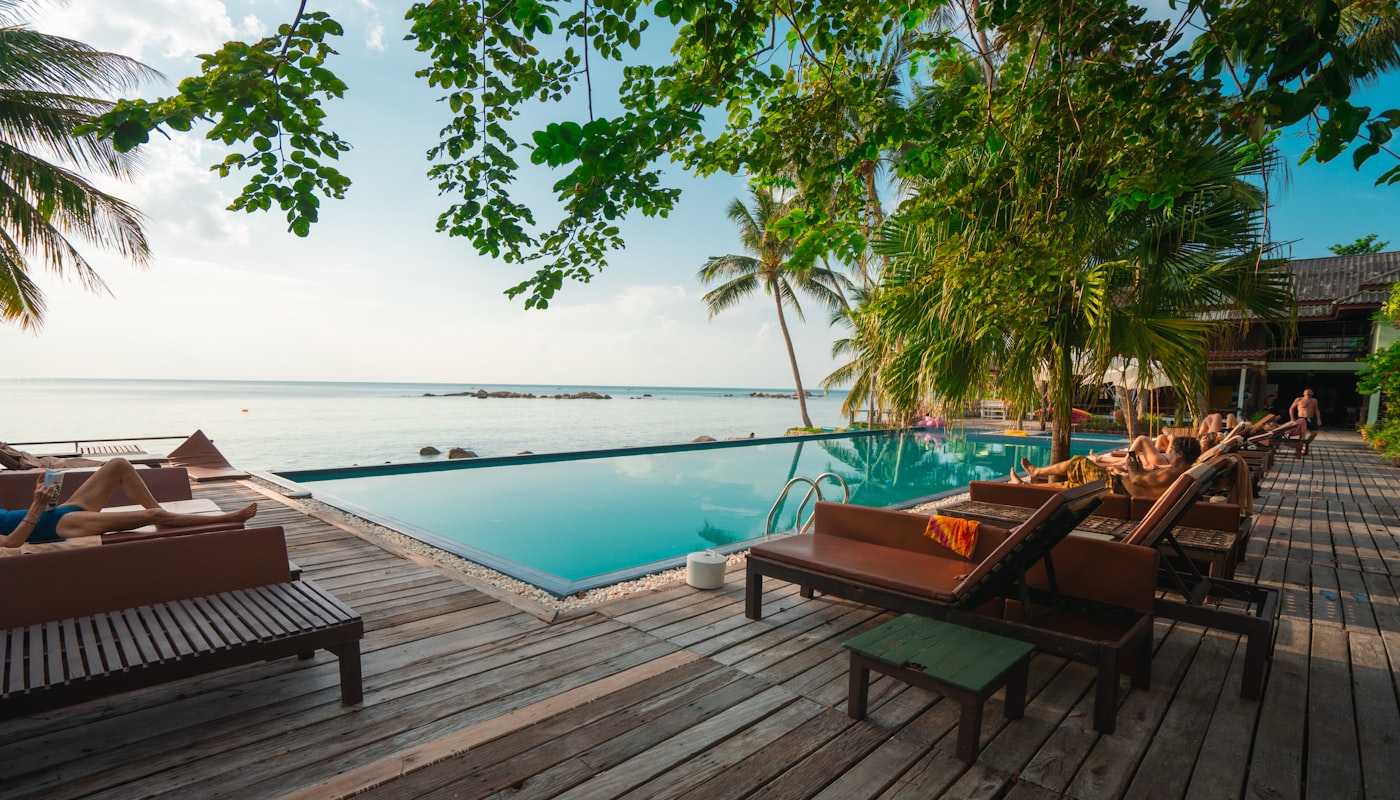 The pool deck in the afternoon