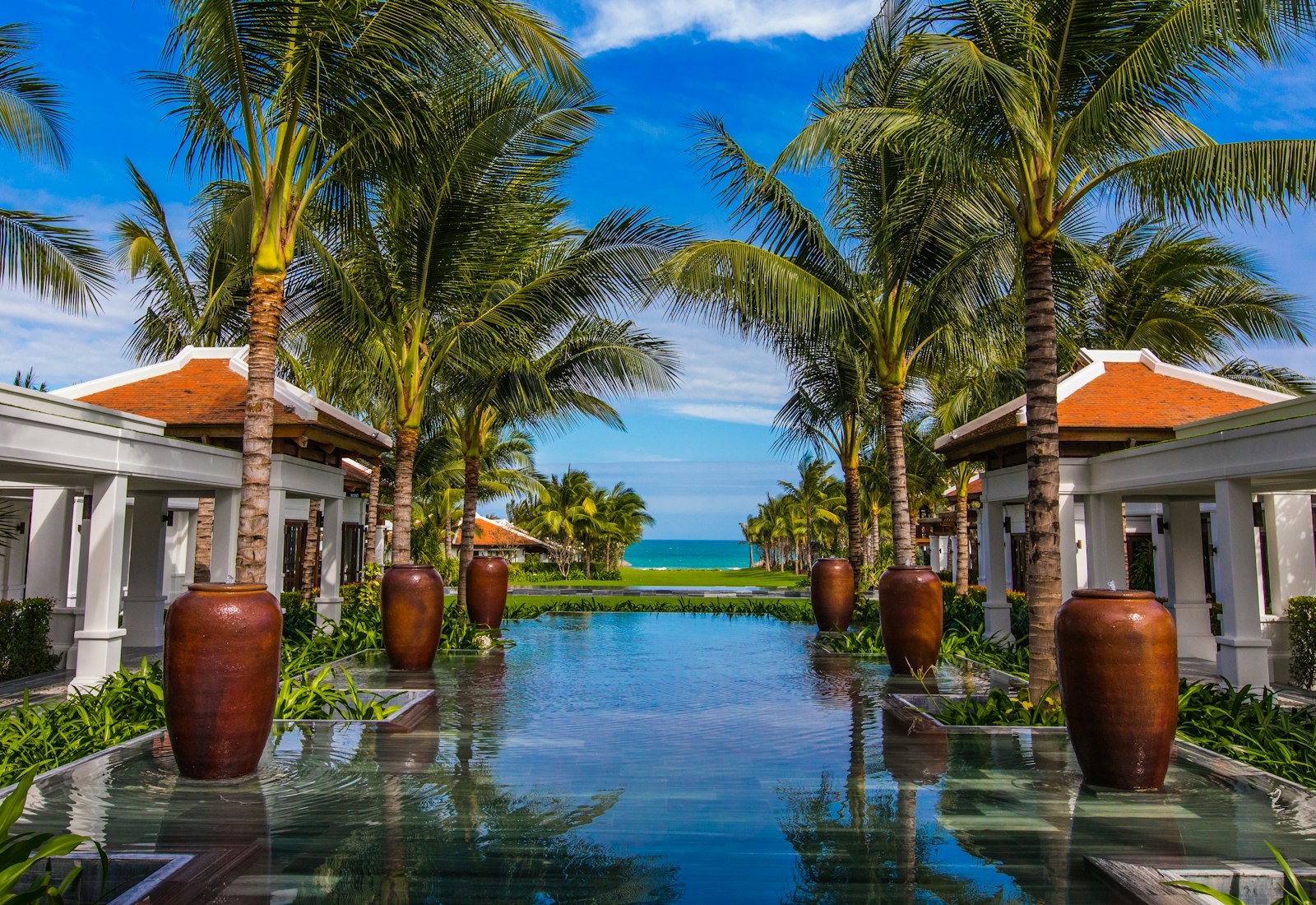 The pool court and garden pavilions